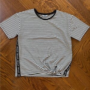 Black and white and silver sparkle stripe T-shirt